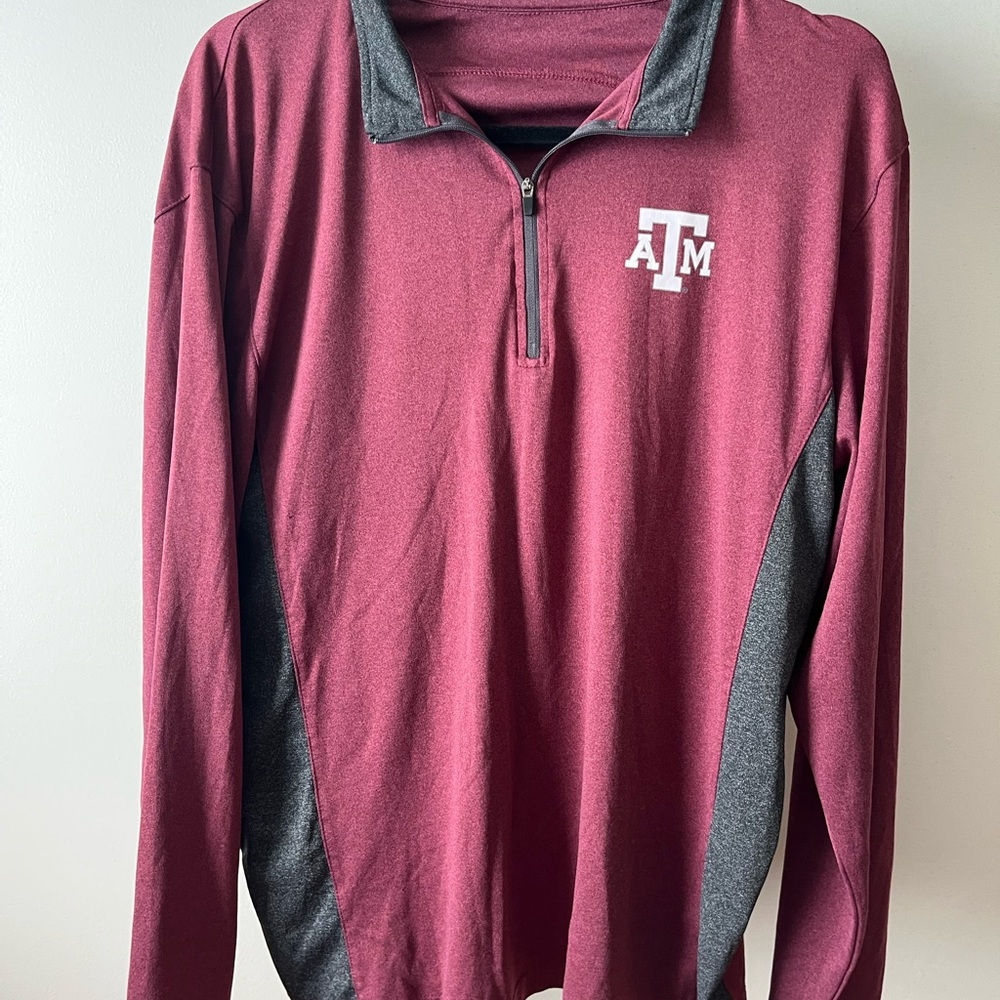 Texas A&M Maroon and Gray Athletic Shirt Quarter-Zip Pullover